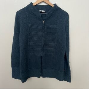 Anthropologie Wooden Ships Women's Navy Zip Up Cardigan Wool Sweater M/L